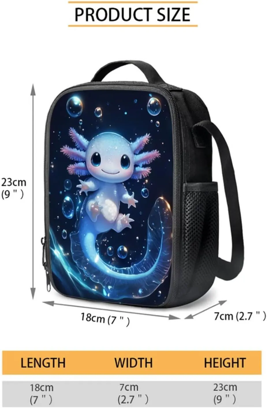 Axolot Backpack for 6th Grade Girls Bookbag with Lunch Box Blue Cartoon Backpacks Set for Kids Backpack Elementary School Backpacks for Girls 10-12 with Lunchbox 4 PCS