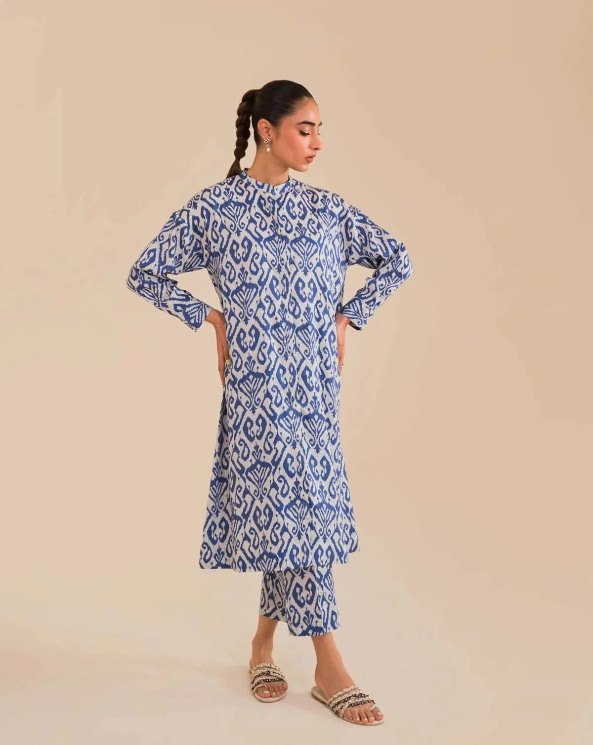 AZURE COTTON SATIN DRESS BY SAHAR