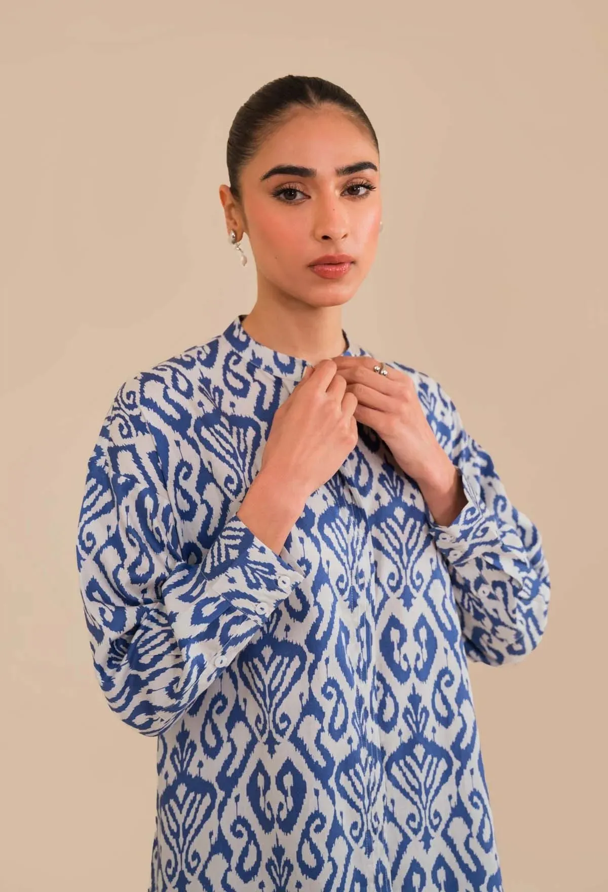 AZURE COTTON SATIN DRESS BY SAHAR