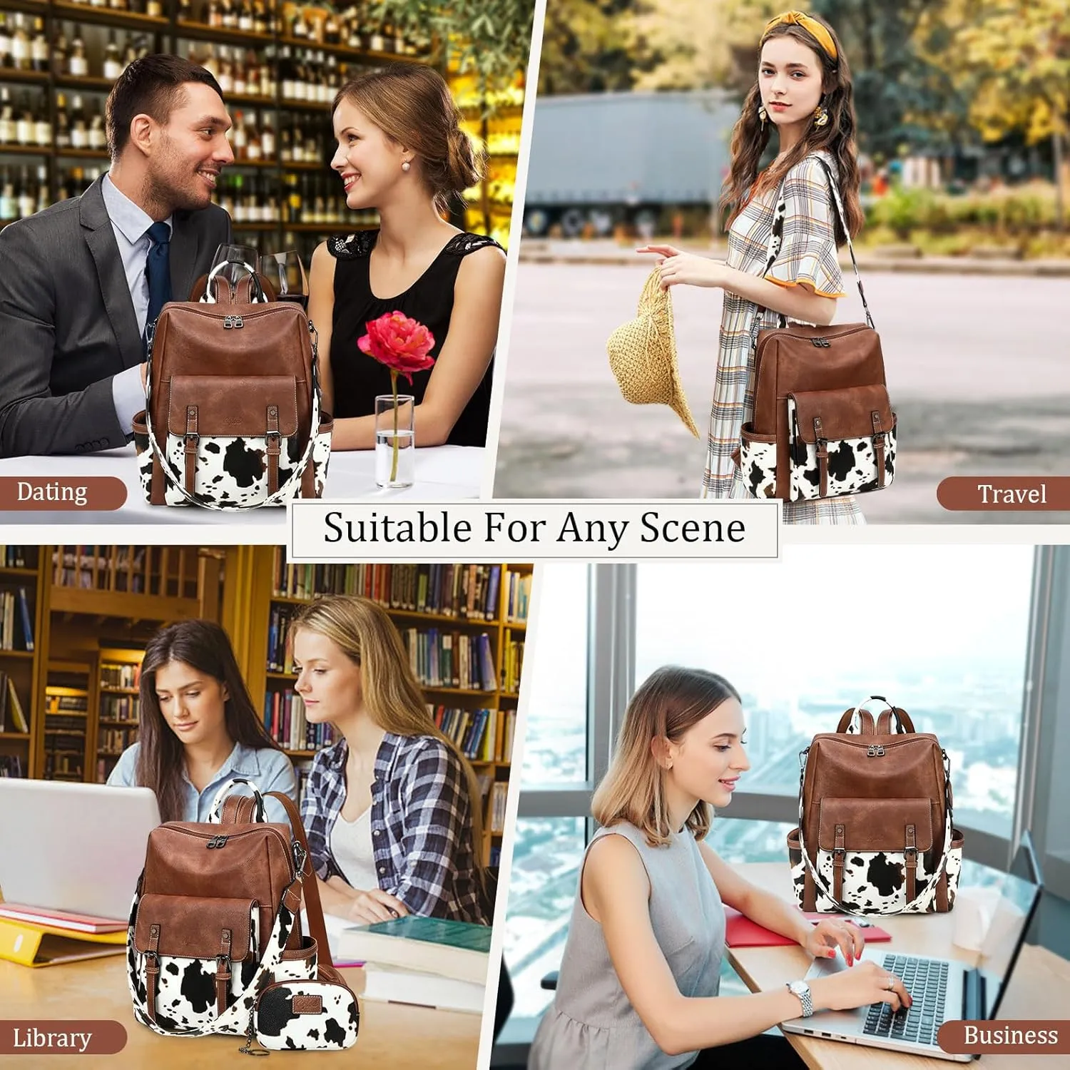 Backpack Purse for Women PU Leather Back Packs Designer Ladies Shoulder Bag Fashion Faux Work Travel Handbags