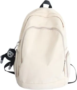 Backpacks Multi Pocket Women's Backpack Laptop Urban Leisure Outdoor Travel Portable Lightweight School Bag Wearable (Color : White, Size : Without pendant)