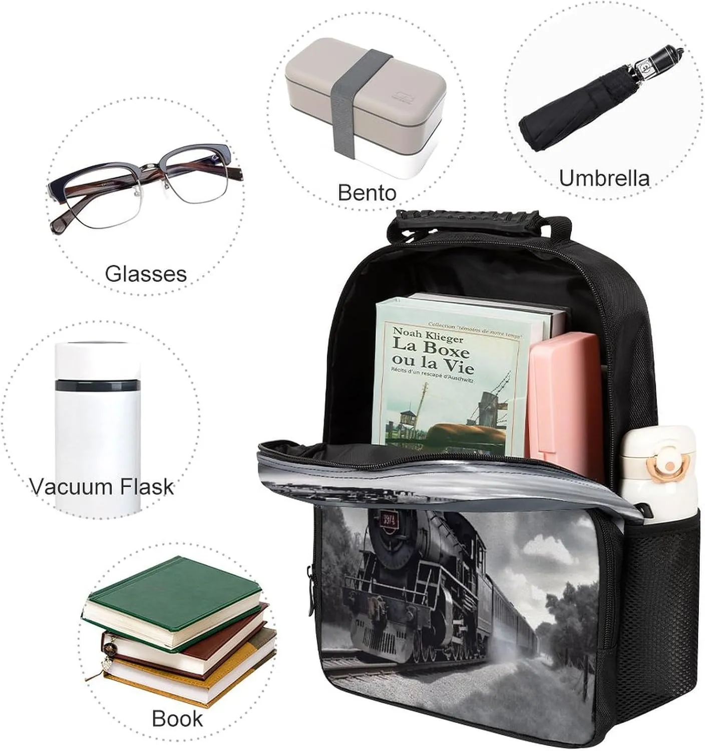 Backpacks Steam Train Clouds Travel Bag Business Work Laptop Backpack