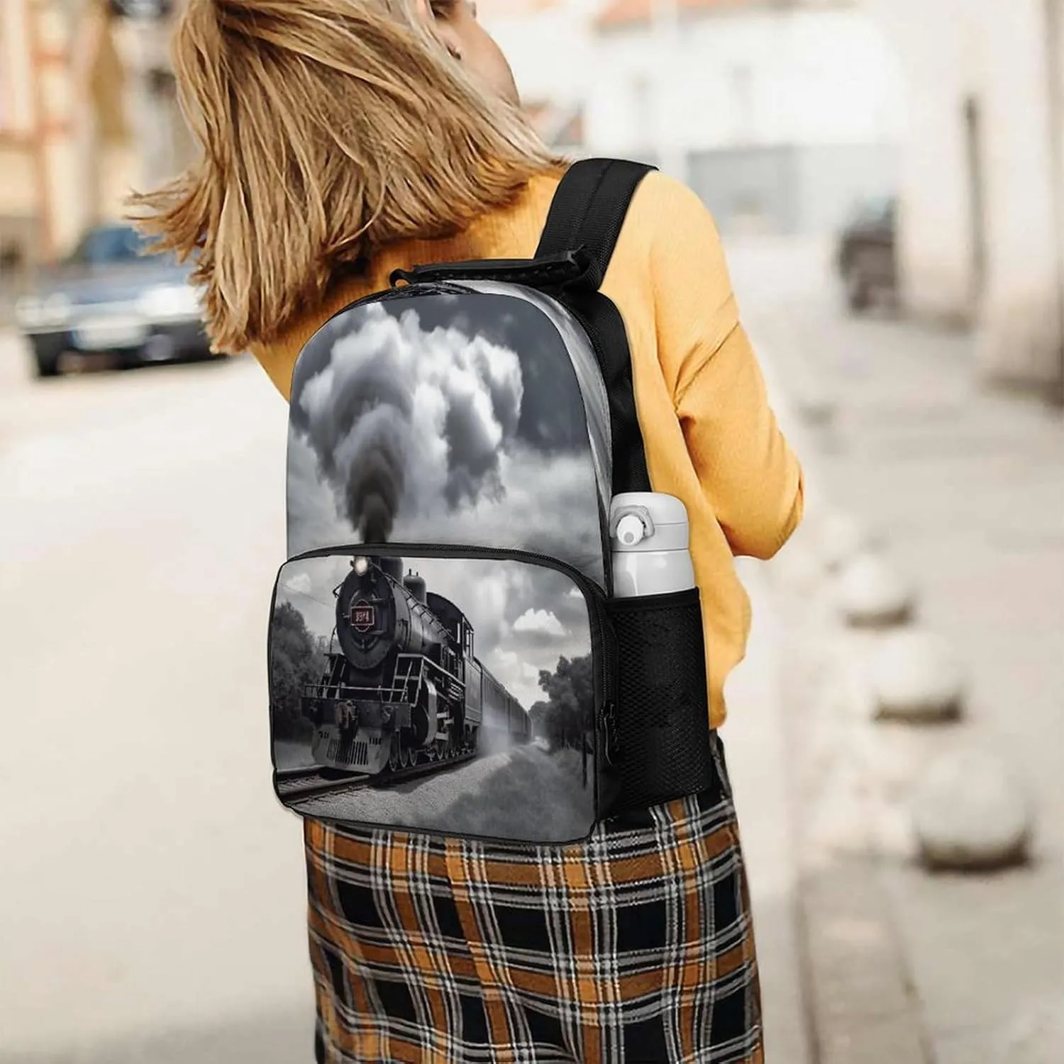 Backpacks Steam Train Clouds Travel Bag Business Work Laptop Backpack