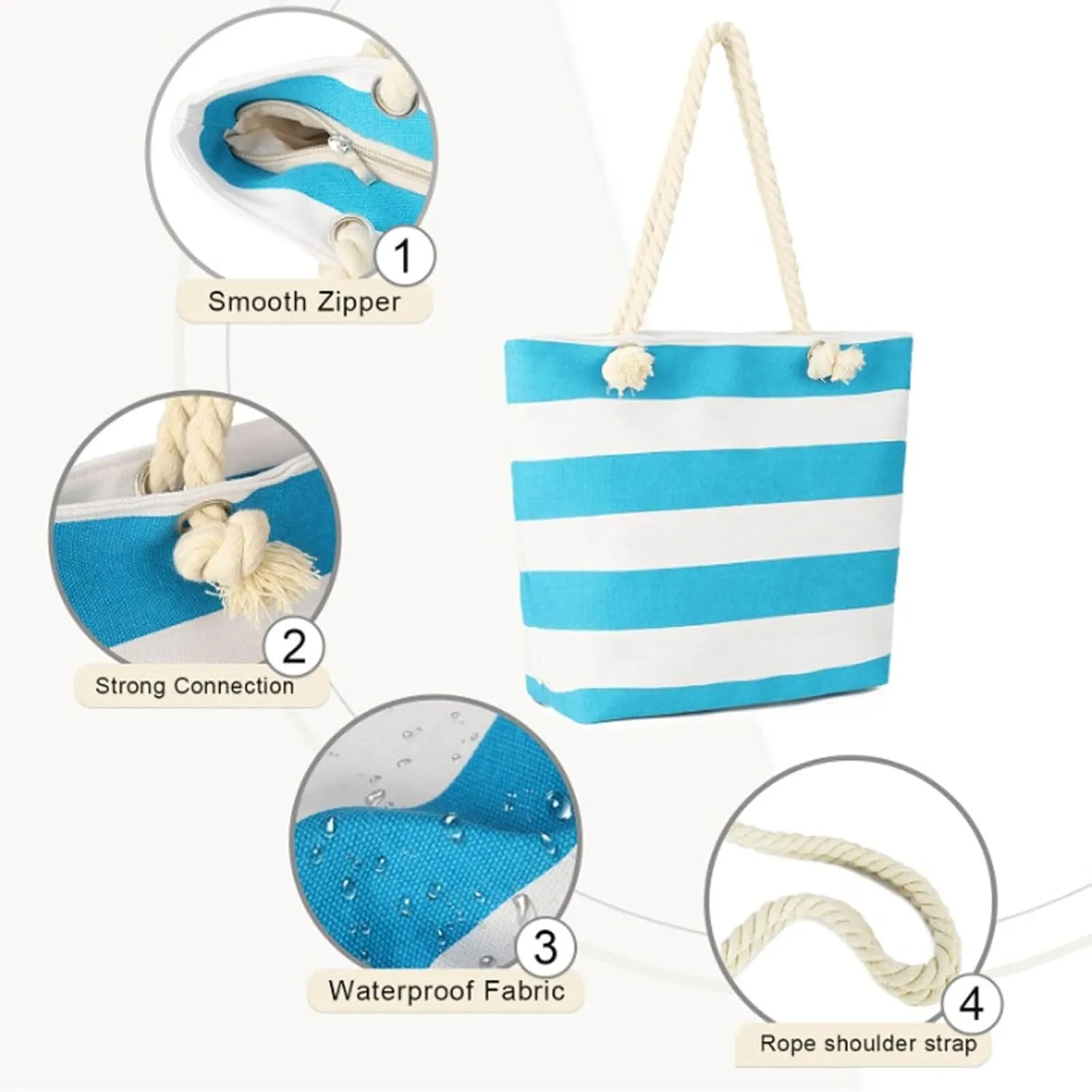 Bag Women Family Beach Bags Zipper Handbag And Sandproof Suitable For Beach Small Tote Bags