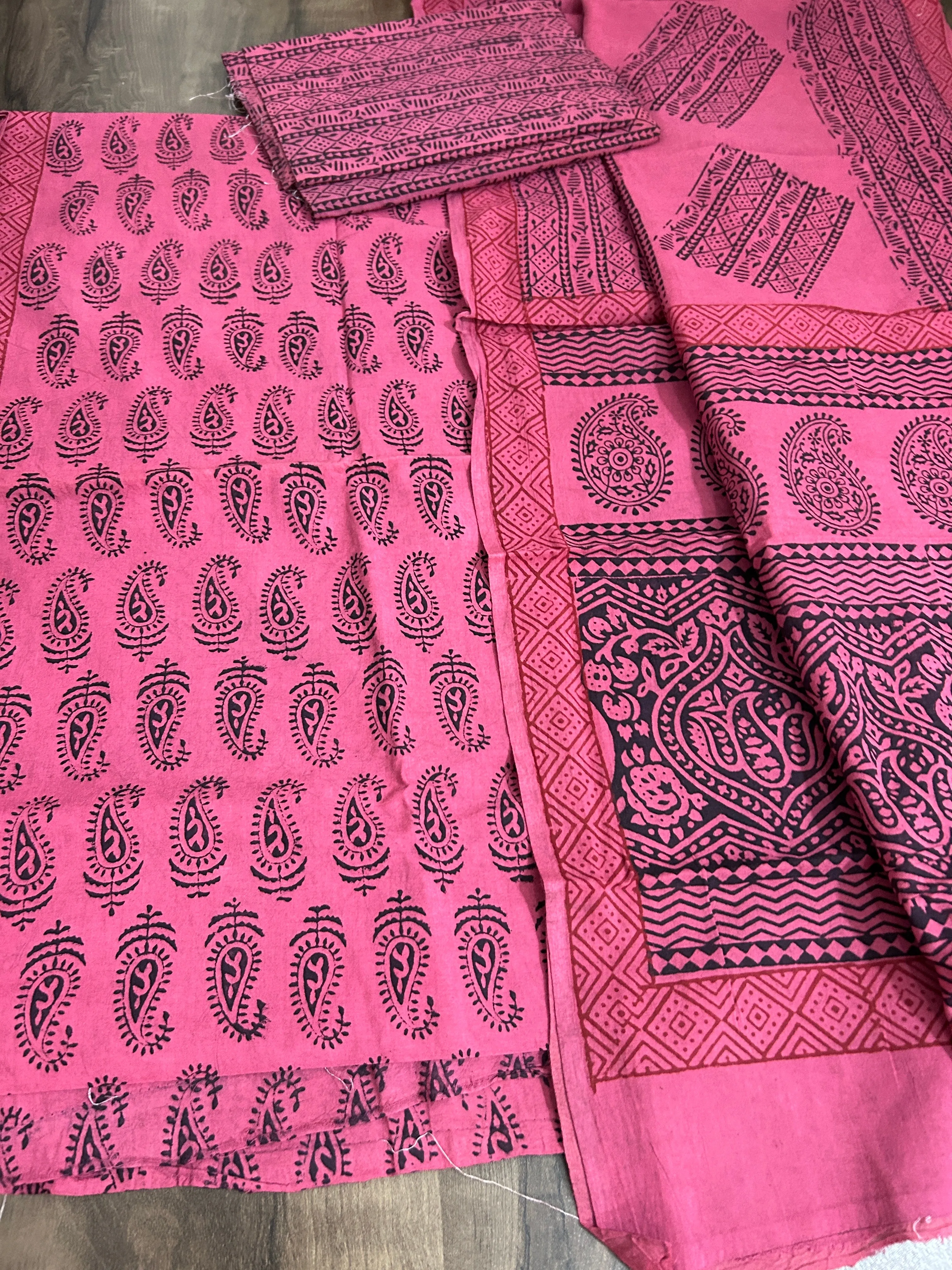 Bagh Print Cotton Dress Material *