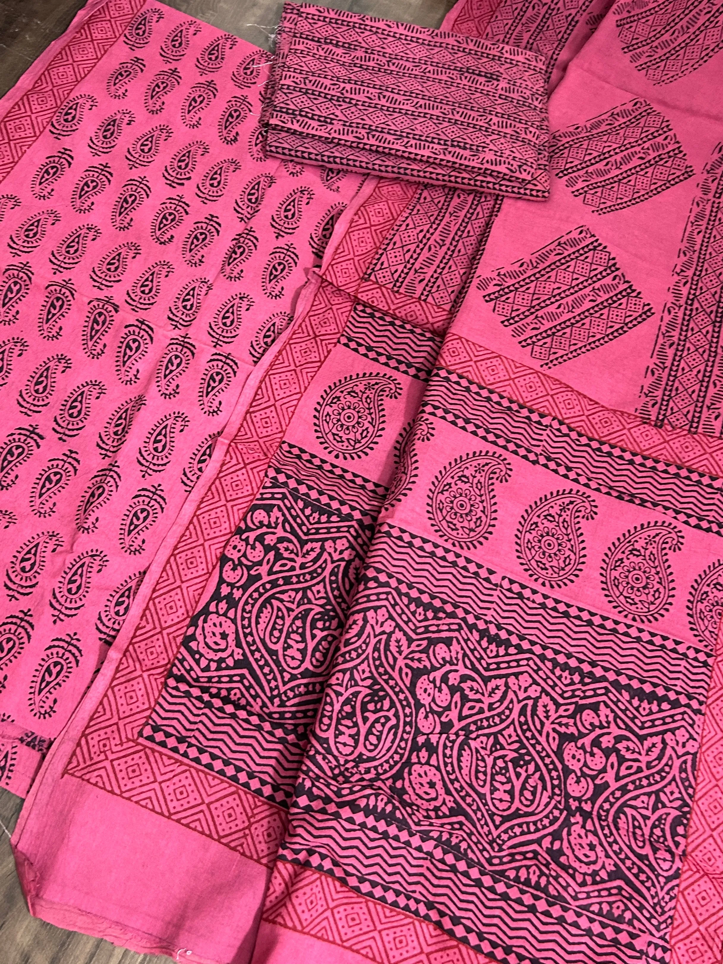 Bagh Print Cotton Dress Material *