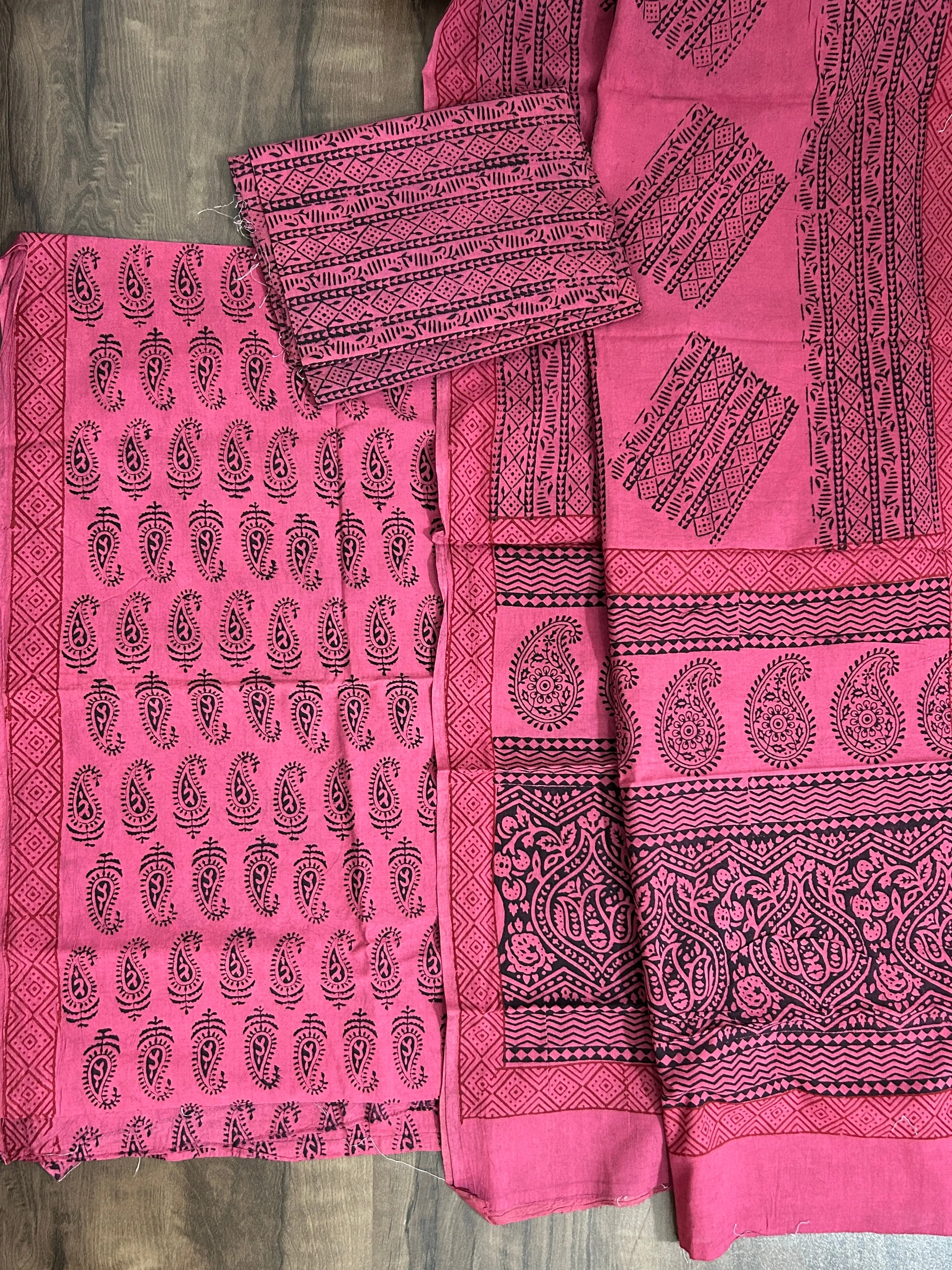 Bagh Print Cotton Dress Material *