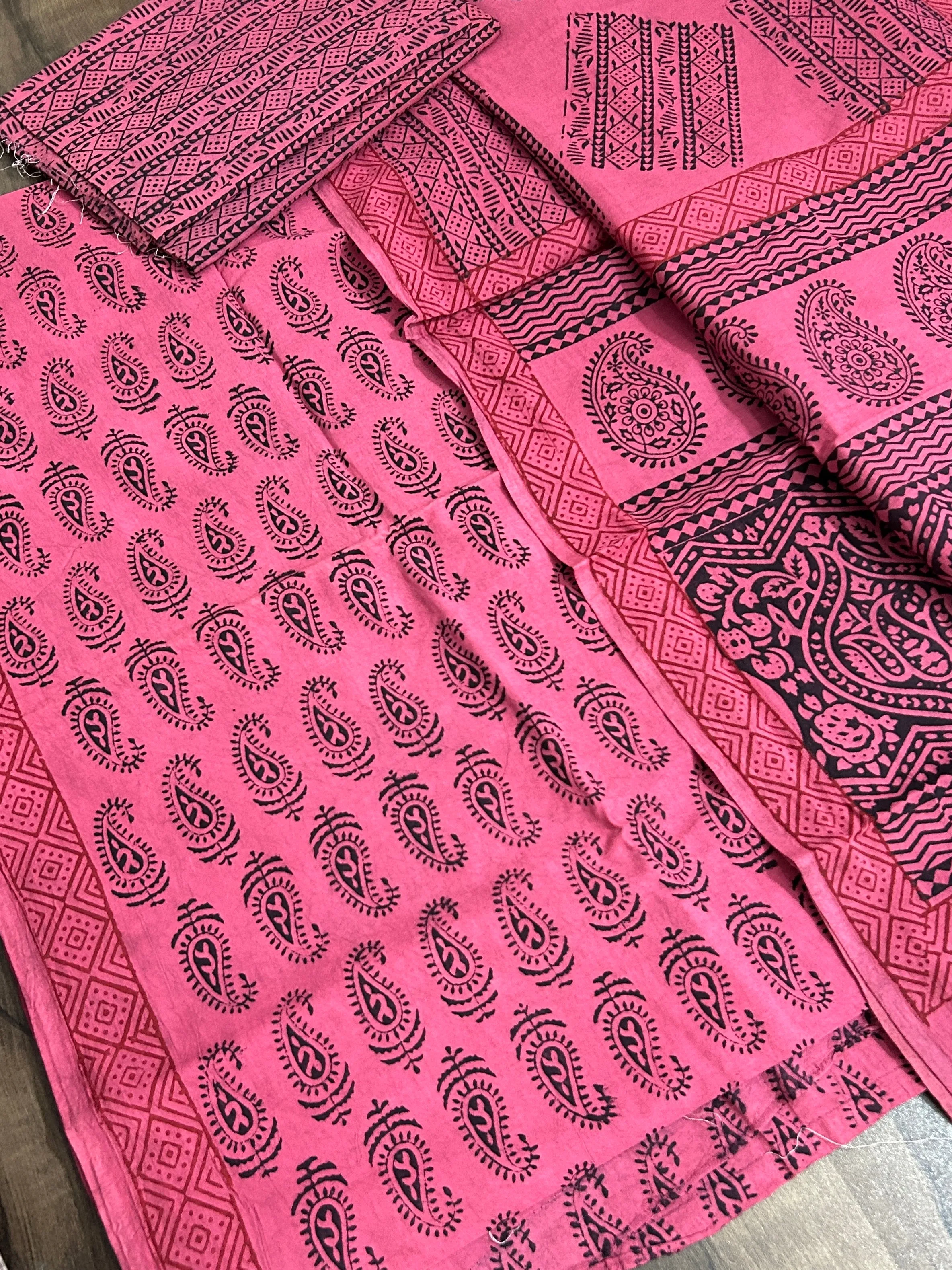 Bagh Print Cotton Dress Material *