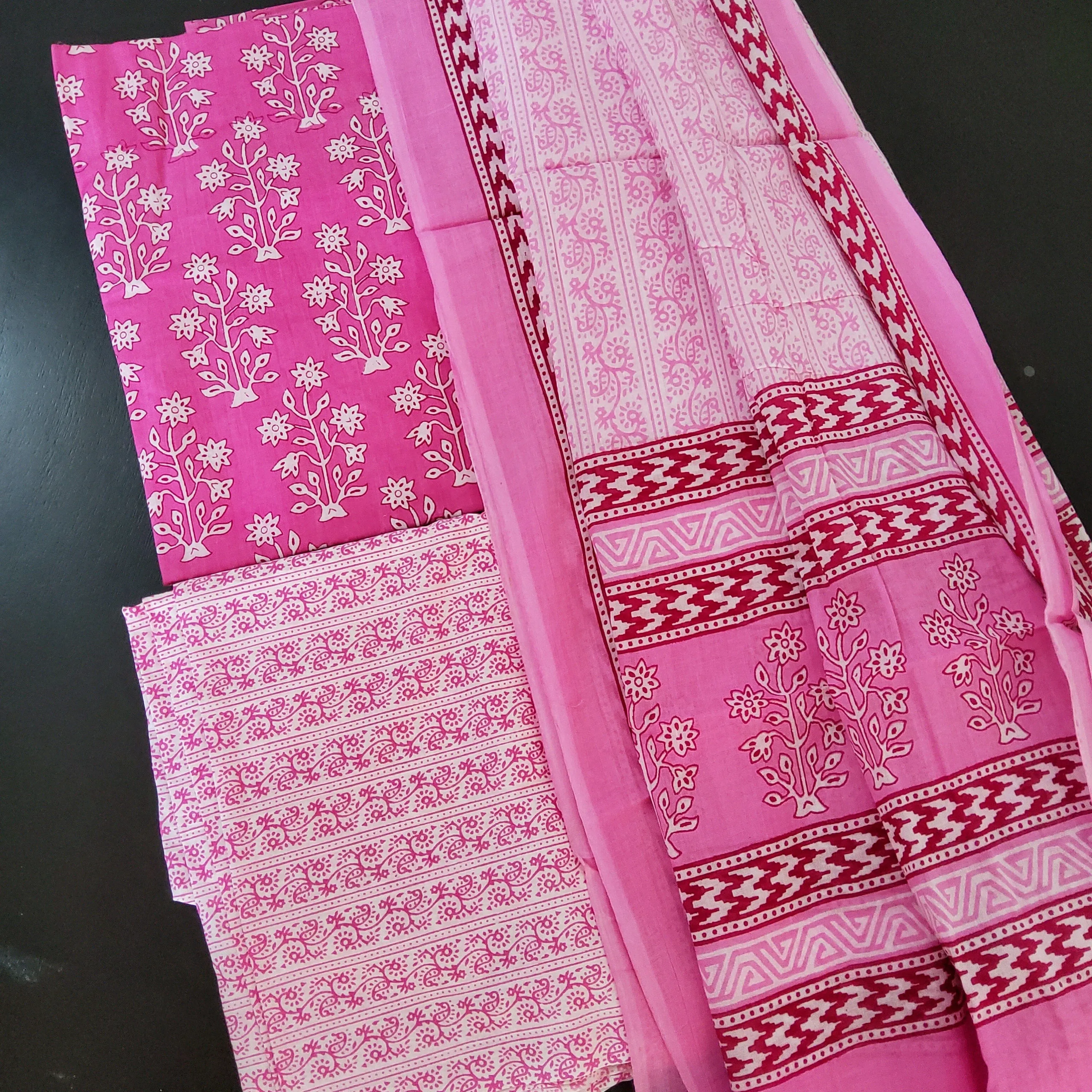 Bagru BlockPrint Cotton Dress Material with Cotton Dupatta