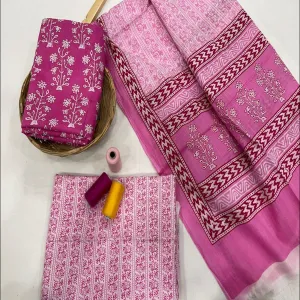 Bagru BlockPrint Cotton Dress Material with Cotton Dupatta