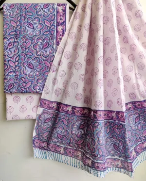 Bagru Hand Block Print Cotton Dress Material with Cotton Dupatta
