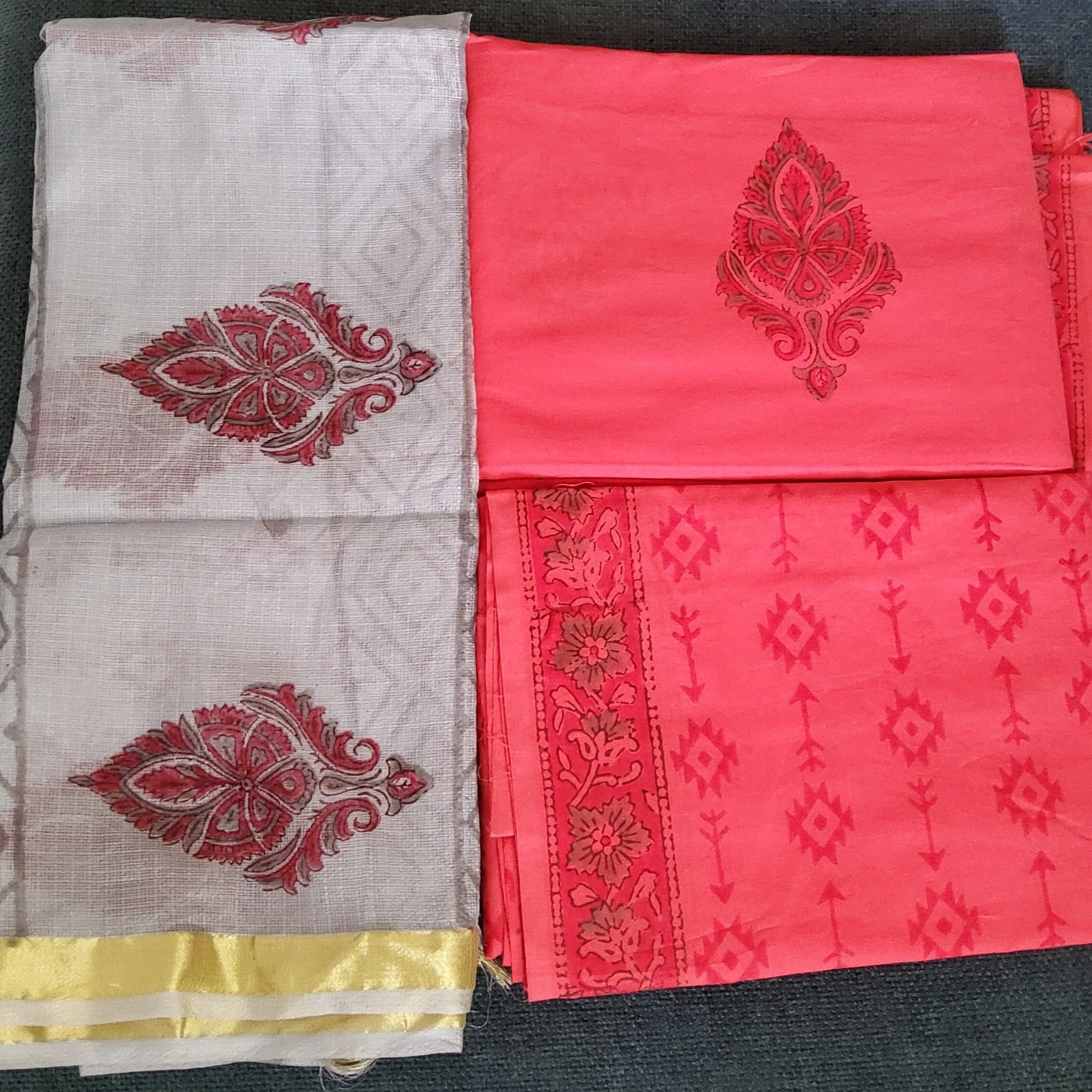Bagru Printed Cotton Dress Material with Kota Silk Dupatta