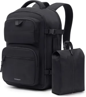 BAGSMART Travel Backpack for Women Men, 40L Flight Approved Carry on Backpack with Shoe Bag, TSA Large Personal Item Backpack with 17 Inch Laptop Compartment, Weekender Suitcase for Travel, Black