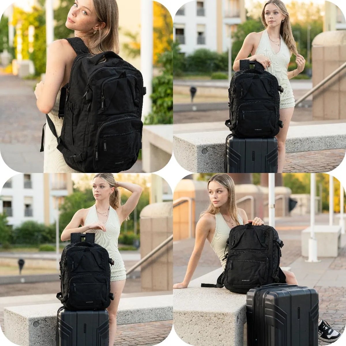 BAGSMART Travel Backpack for Women Men, 40L Flight Approved Carry on Backpack with Shoe Bag, TSA Large Personal Item Backpack with 17 Inch Laptop Compartment, Weekender Suitcase for Travel, Black