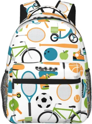 Ball Shuttlecocks Bowling Tennis Baseball Backpack for Men Women, Travel Laptop Backpack Computer Bag Daypack for Business Work Weekender