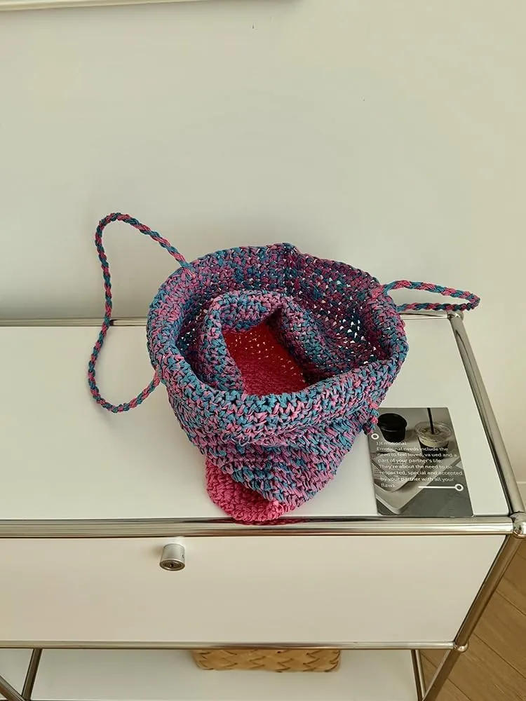 Beach Bag, Large Beach Bag for Women, Woven Straw Beach Tote Bag Waterproof, Weaving Swim Shopping Travel Bag