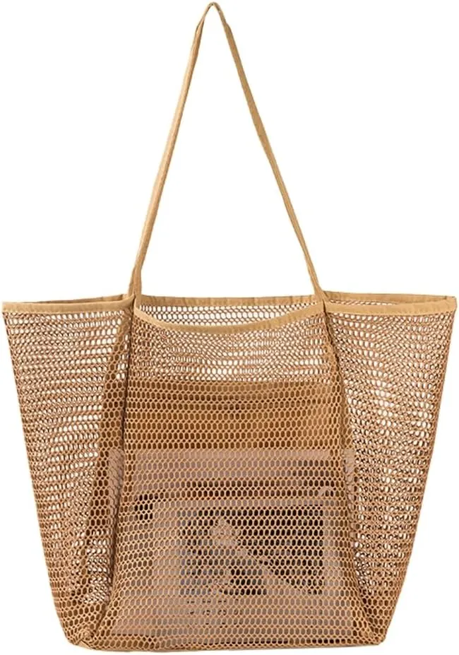 Beach Bags for Women Mesh Large Essentials Woven Vacation Purse Summer Totes Handbags accessories Gifts Shopping