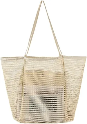 Beach Bags for Women Mesh Large Essentials Woven Vacation Purse Summer Totes Handbags accessories Gifts Shopping
