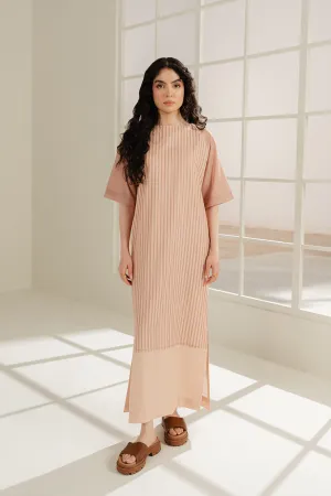 Beige Color Block Dress