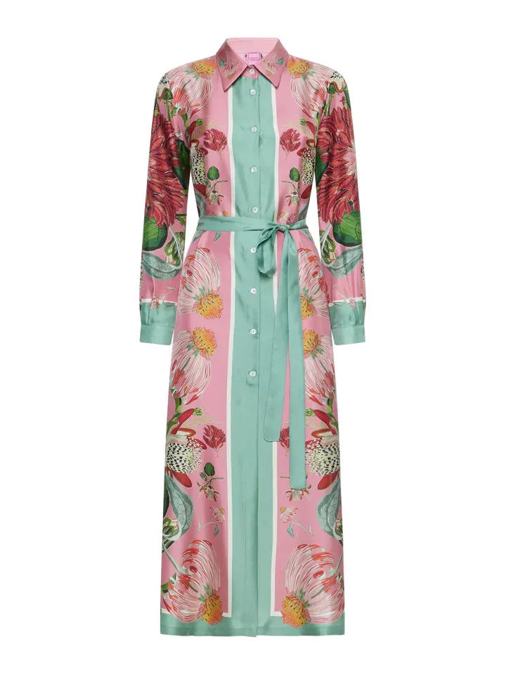 Belted Silk Shirt Dress
