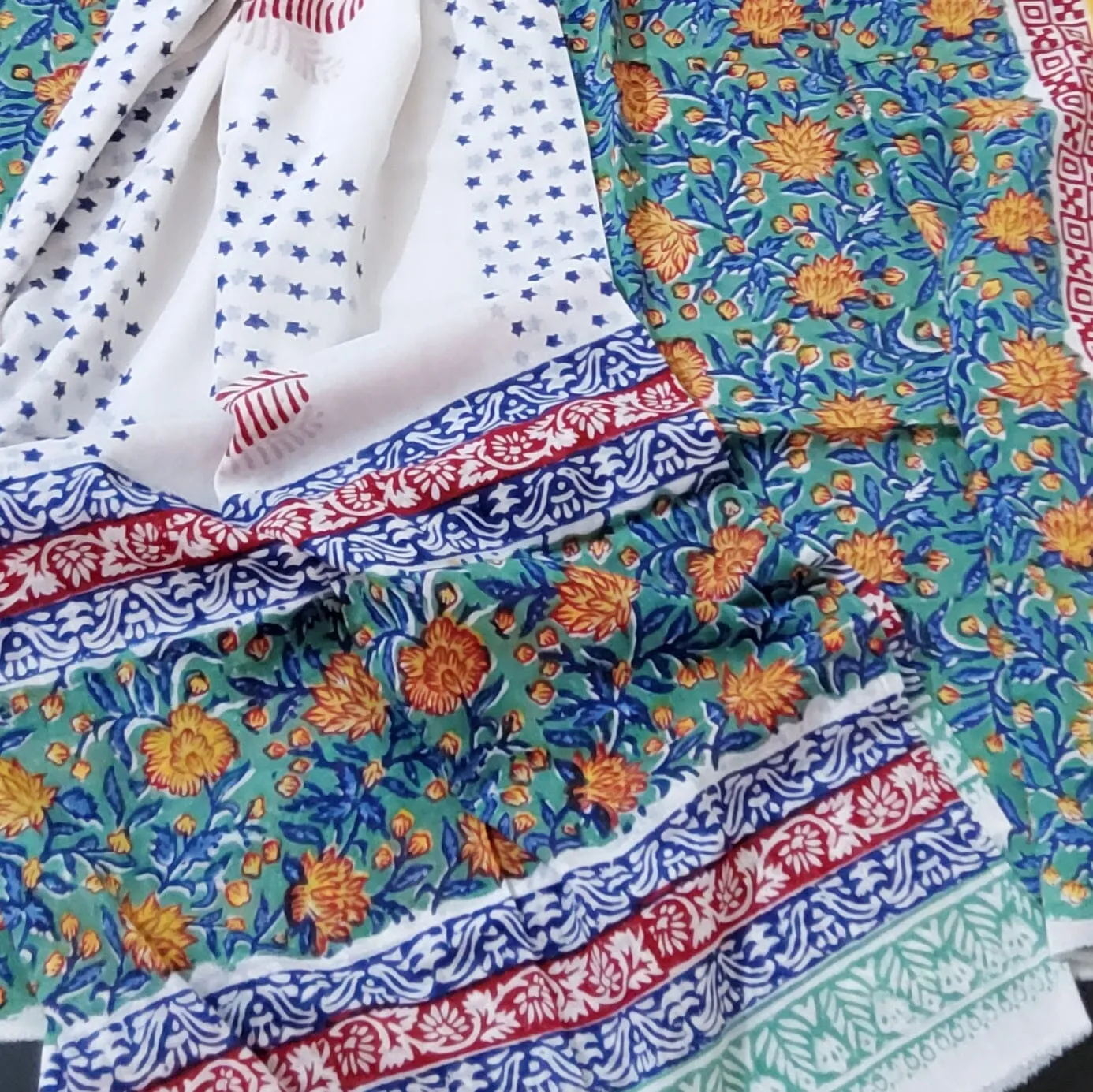 Block Printed Cotton Dress Material with Cotton Dupatta