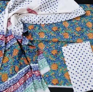 Block Printed Cotton Dress Material with Cotton Dupatta