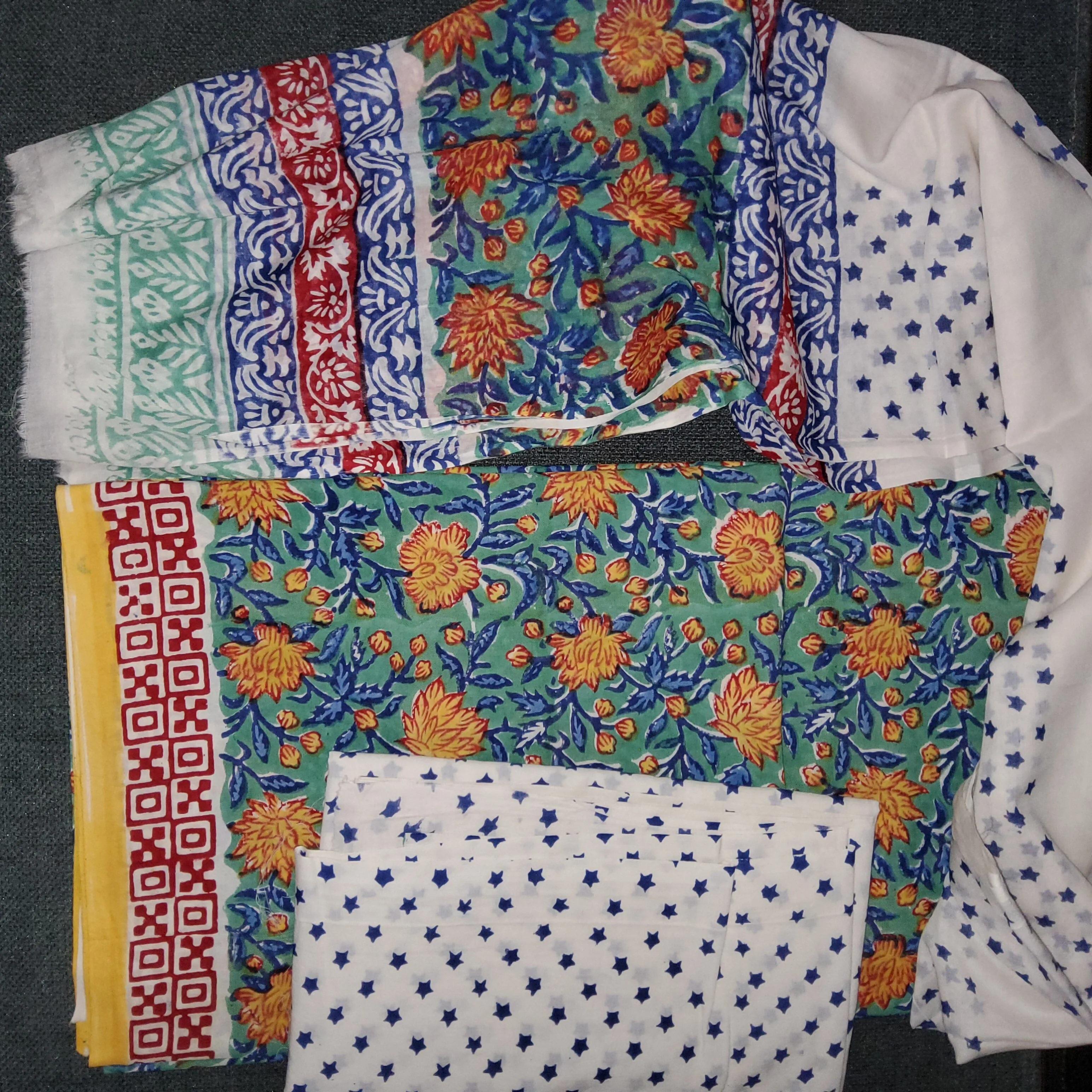 Block Printed Cotton Dress Material with Cotton Dupatta