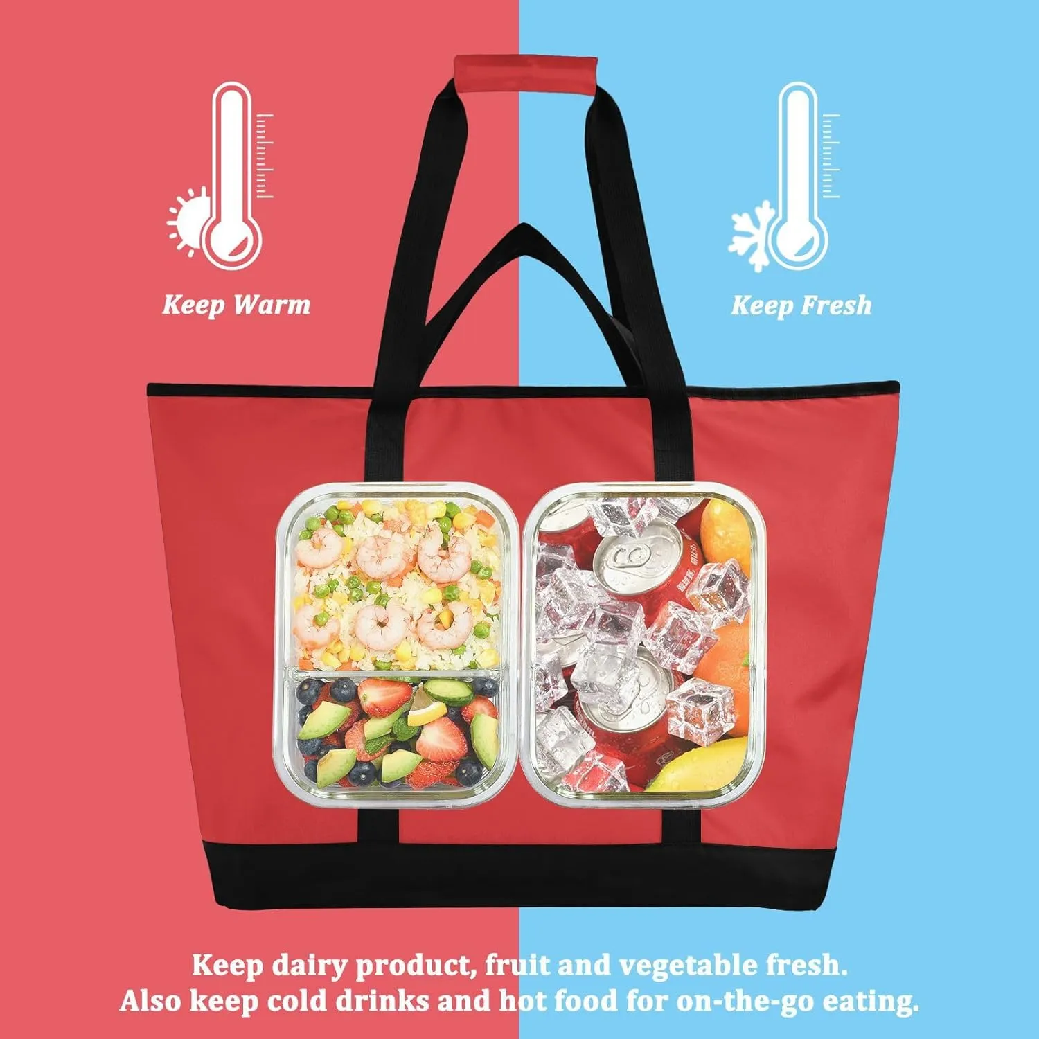 Blue Light Tote Bag for Women Reusable Grocery Bags Insulated Cooler Bag Totes Handbags Shopping Bags