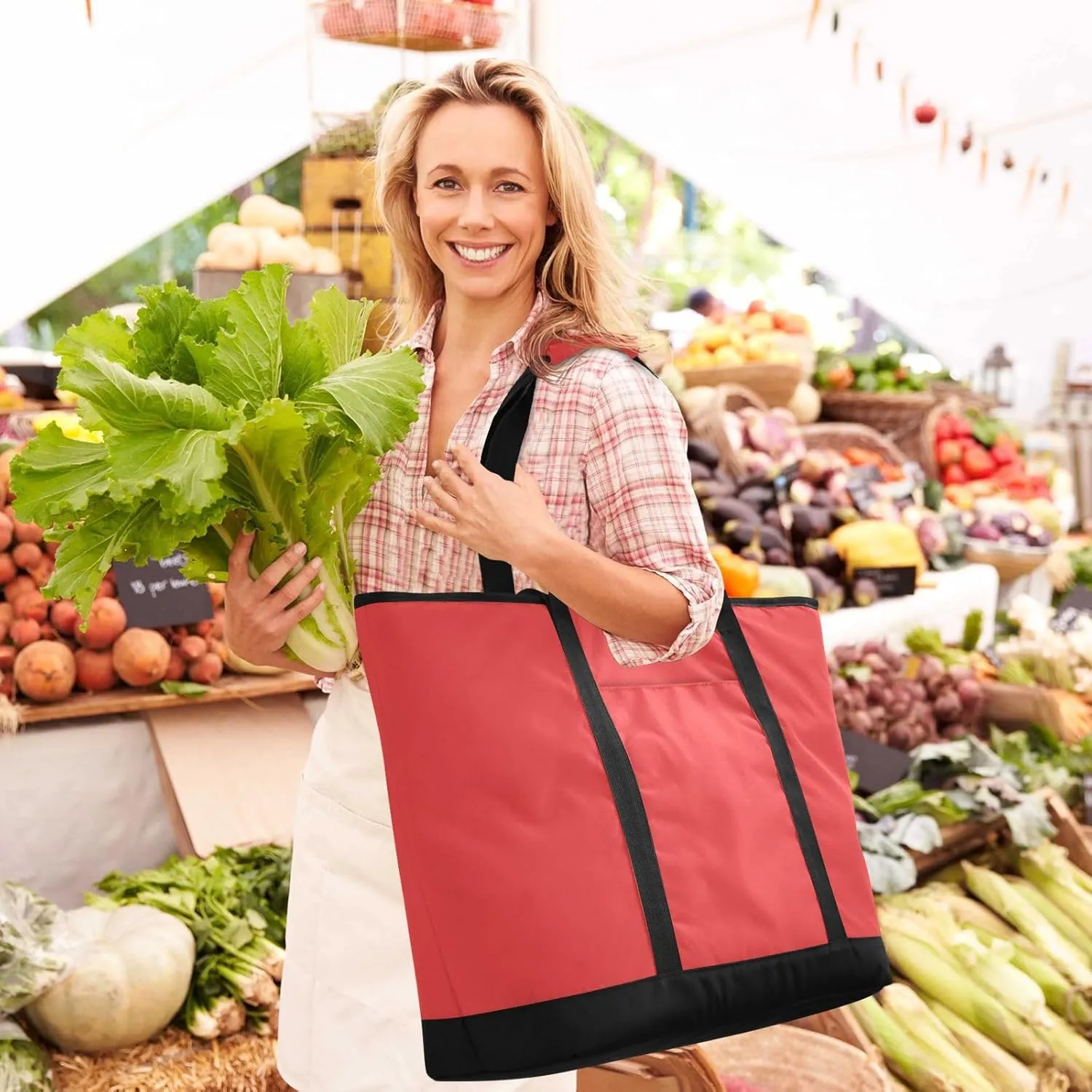 Blue Light Tote Bag for Women Reusable Grocery Bags Insulated Cooler Bag Totes Handbags Shopping Bags