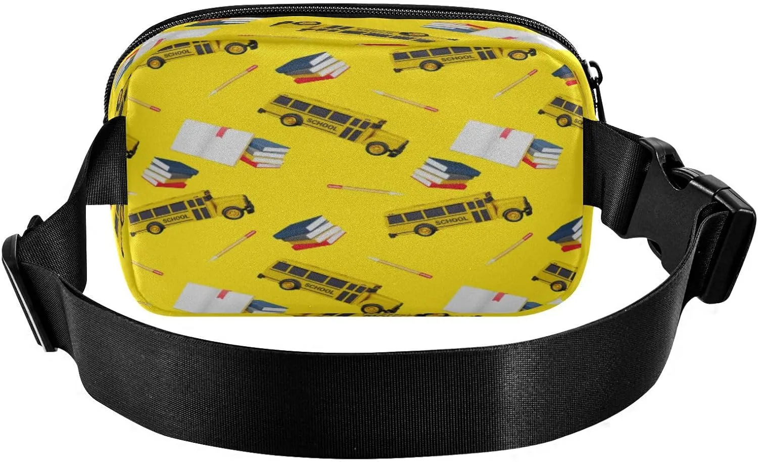 Boccsty 3d Yellow School Bus Belt Bag for Women Men Fanny Pack Small Waist Pouch Crossbody Bags for Outdoor Hiking Running Travel