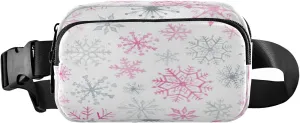Boccsty Christmas Belt Bag for Women Men Sliver Snowflakes Winter Fanny Pack Small Waist Pouch Crossbody Bags for Outdoor Hiking Running Travel