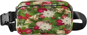 Boccsty Christmas Tree Xmas Bell Bal Belt Bag for Women Men Fanny Pack Small Waist Pouch Crossbody Bags for Outdoor Hiking Running Travel