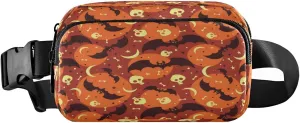 Boccsty Halloween Bats Skulls Stars Belt Bag for Women Men Fanny Pack Small Waist Pouch Crossbody Bags for Outdoor Hiking Running Travel
