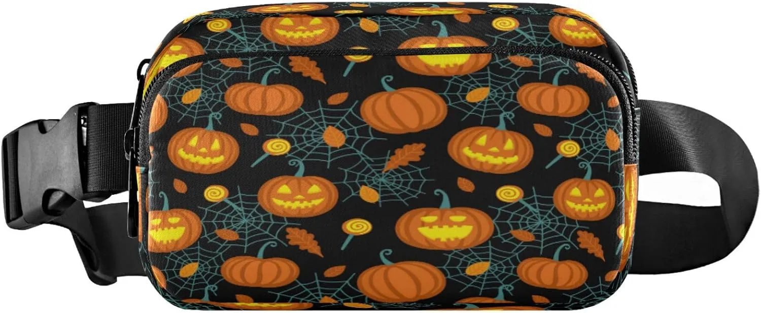Boccsty Halloween Pumpkin Belt Bag for Women Men Fanny Pack Small Waist Pouch Crossbody Bags for Outdoor Hiking Running Travel
