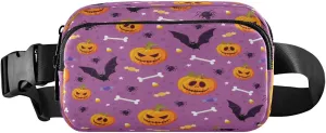 Boccsty Halloween Pumpkin Purple Spider Belt Bag for Women Men Fanny Pack Small Waist Pouch Crossbody Bags for Outdoor Hiking Running Travel