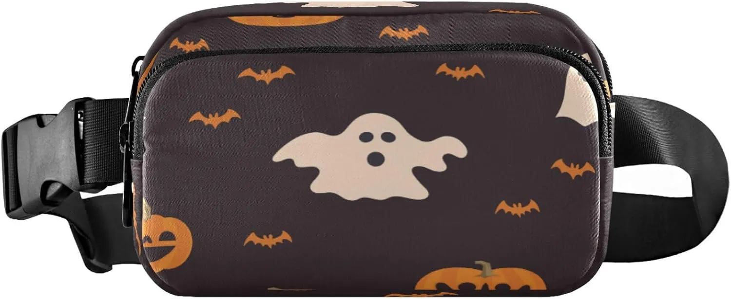 Boccsty Halloween Pumpkins Cute Ghosts Belt Bag for Women Men Fanny Pack Small Waist Pouch Crossbody Bags for Outdoor Hiking Running Travel