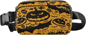 Boccsty Halloween Skull Belt Bag for Women Men Pumpkin Bat Fanny Pack Small Waist Pouch Crossbody Bags for Outdoor Hiking Running Travel
