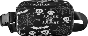 Boccsty Halloween Spider Web Skulls Bat Belt Bag for Women Men Trick Or Treat Fanny Pack Small Waist Pouch Crossbody Bags for Outdoor Hiking Running Travel