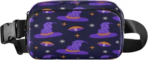 Boccsty Halloween Witch Hat Stars Belt Bag for Women Men Fanny Pack Small Waist Pouch Crossbody Bags for Outdoor Hiking Running Travel
