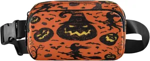 Boccsty Orange and Black Halloween Belt Bag for Women Men Pumpkin Witch Fanny Pack Small Waist Pouch Crossbody Bags for Outdoor Hiking Running Travel