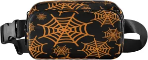Boccsty Orange Halloween Web Belt Bag for Women Men Fanny Pack Small Waist Pouch Crossbody Bags for Outdoor Hiking Running Travel