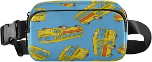 Boccsty School Bus Cartoon Belt Bag for Women Men Fanny Pack Small Waist Pouch Crossbody Bags for Outdoor Hiking Running Travel