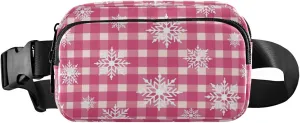 Boccsty Snowflakes Cute Belt Bag for Women Men Christmas Checkered Fanny Pack Small Waist Pouch Crossbody Bags for Outdoor Hiking Running Travel