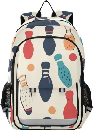 Bowling Backpack for Boys Girls Kids School Bag Lightweight Laptop Backpack Elementary Capacity Bookbags for Travel Daypack with Reflective Stripes