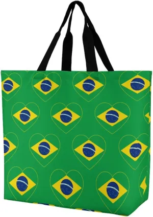 Brazil Flag Brazilian Shopping Bag Mans Woman Reusable Tote Bags Travel Totes Foldable Shoulder Bags