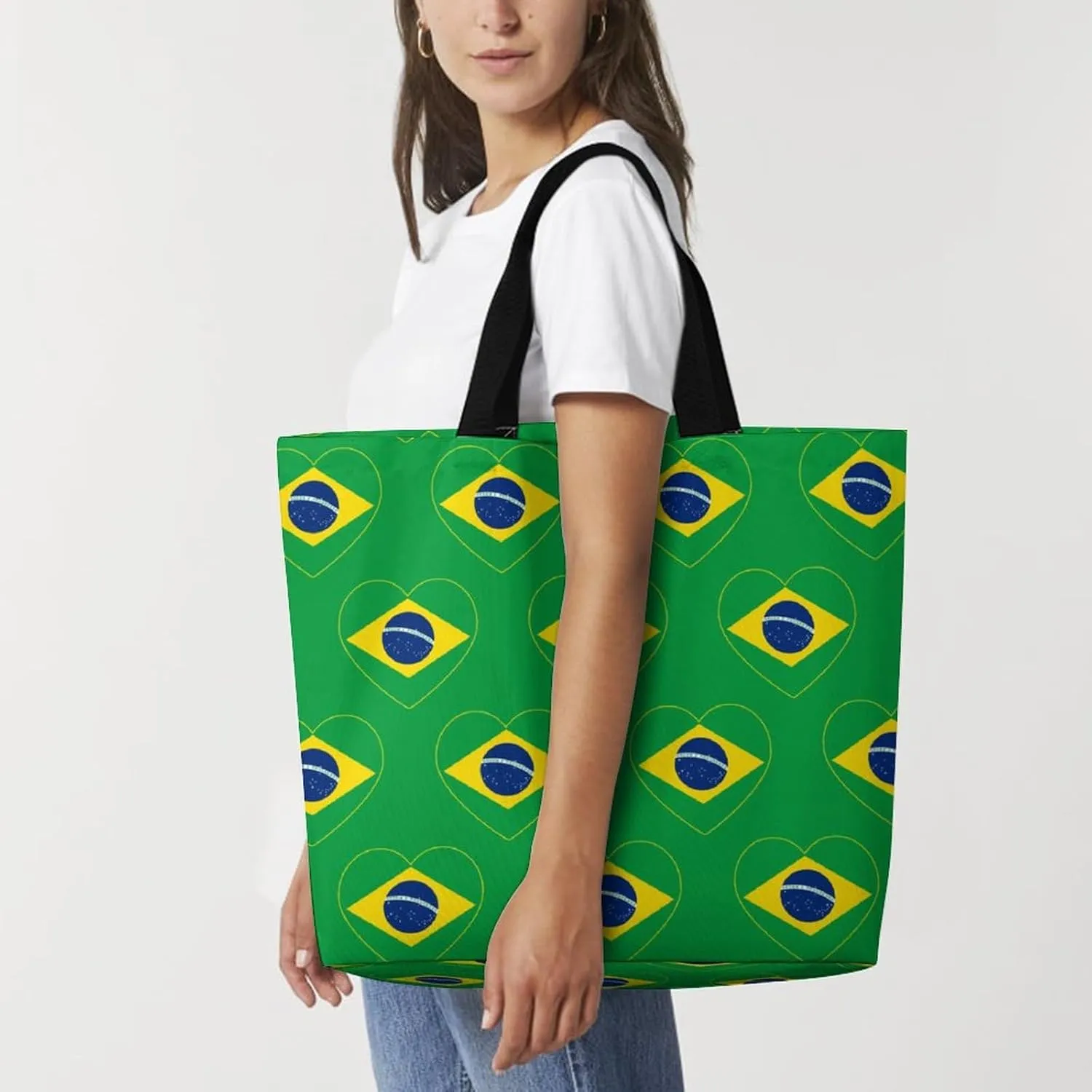 Brazil Flag Brazilian Shopping Bag Mans Woman Reusable Tote Bags Travel Totes Foldable Shoulder Bags