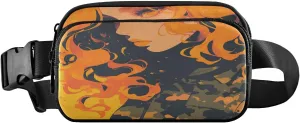 Camouflage Orange Women Cute Fanny Waist Pack for Women Men Small Crossbody Belt Bag with Adjustable Strap for Travel Running Hiking