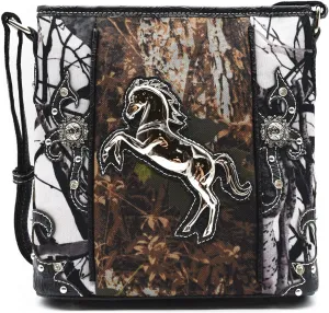Camouflage Western Style Totes Studded Floral Handbag Tooled Leather Purse Country Women Shoulder Bag Zipper Wallet Set