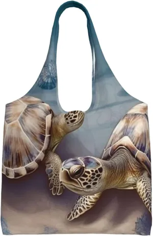 Canvas Tote Bag for Women Purse Two turtles and shells Handbags Totes Crossbody Shoulder Shopping Bag