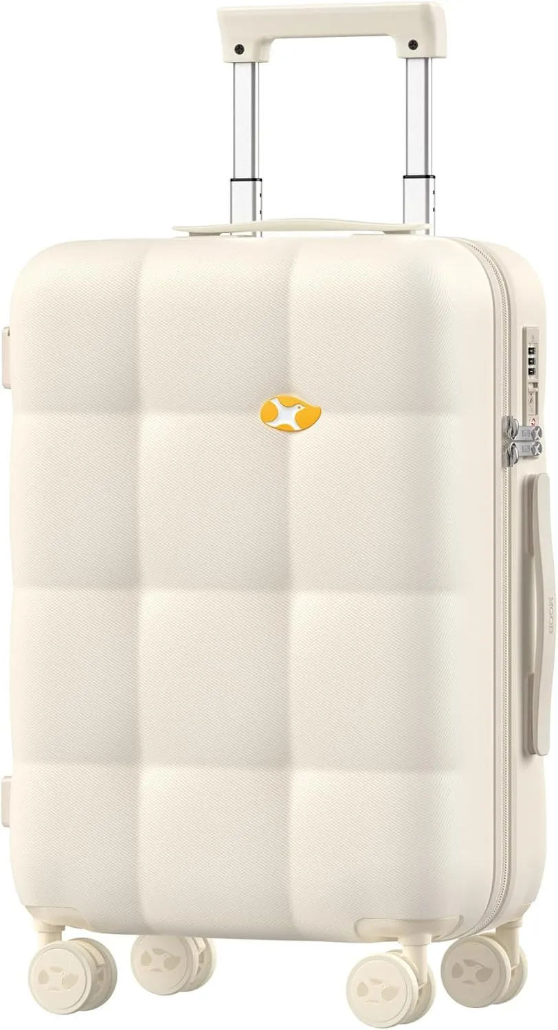 Carry On Luggage 22x14x9 Airline Approved | 20" Durable Polycarbonate Hard Shell Suitcase with TSA Lock & 360 Spinner Wheels (Beige)